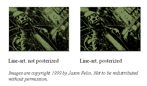 Effect of posterizing on line art