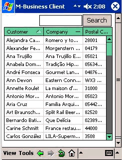 On-device account data displayed by List Viewer