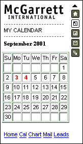 Calendar page as initially displayed