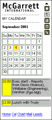 Calendar page with schedule displayed for selected day