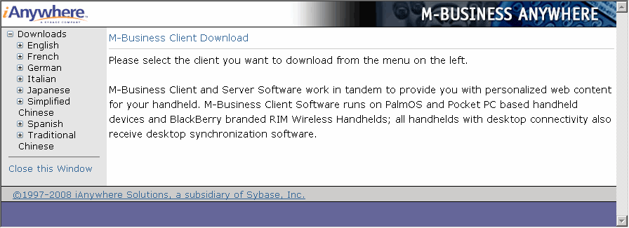 M-Business Client Download page
