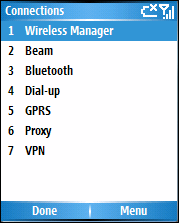 Wireless browsing connections on Microsoft Smartphone device