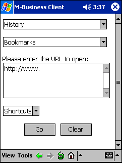 Open page screen on Windows Mobile Pocket PC 2003 device