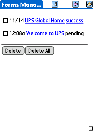 Forms Manager on Palm OS device