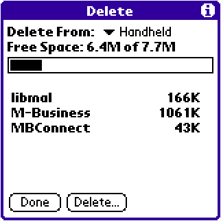 Delete screen on Palm OS device