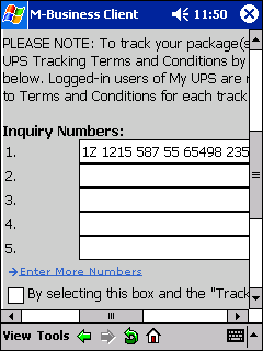 Sample HTML form on Windows Mobile Pocket PC 2003 device