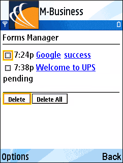Forms Manager on Symbian OS device