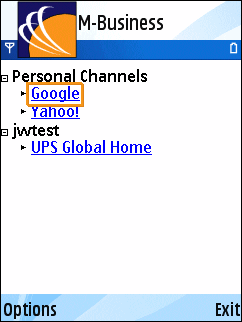 M-Business Client home page on Symbian OS device