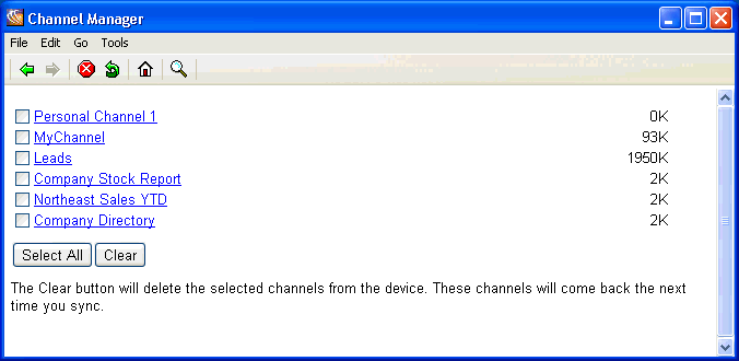 Channel Manager on Win32 device