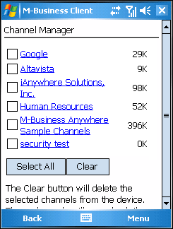 Channel Manager on Windows Mobile 5 or 6 device