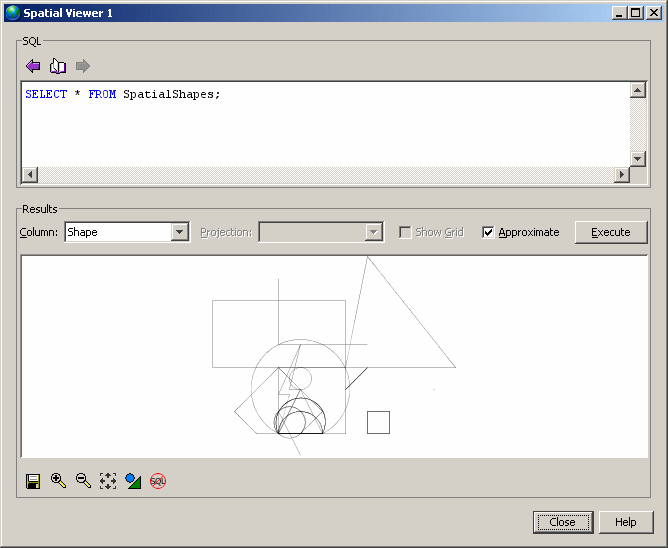 Set of polygon outlines and lines displayed in the Spatial Viewer.