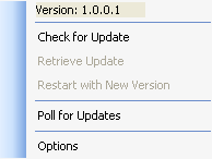 The Check for Update option is enabled when you first open the pop-up menu.