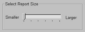 Shown is a track bar used to determine report size