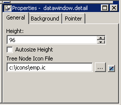The TreeNodeIconFile property displays on the general property page for the detail band.