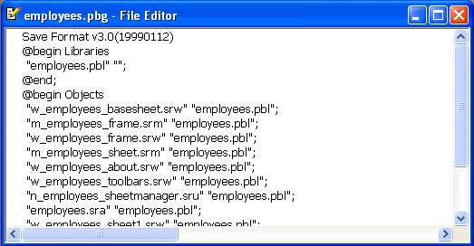 Example of editing the PBG file for a source-controlled target