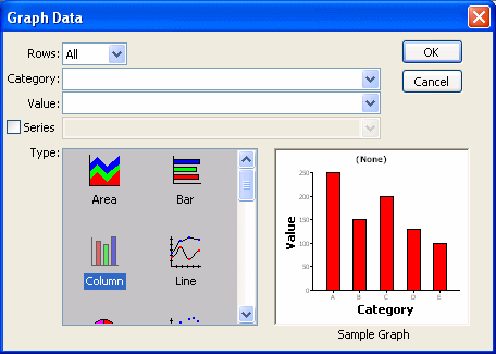 Shown is the Graph Data dialog box. 