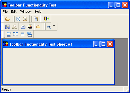 This screen shows a sheet open in a frame, with one Frame Bar and two Sheet Bars