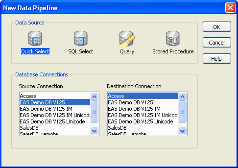 The New Data Pipeline dialog box is shown.