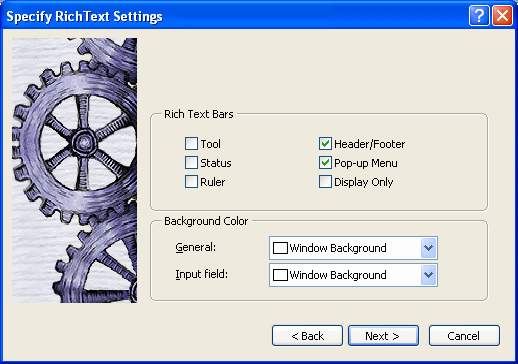 Shown is the Rich Text Settings screen.