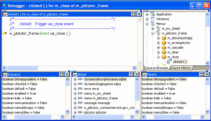 A Debugger window is shown