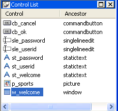 The Control List is shown