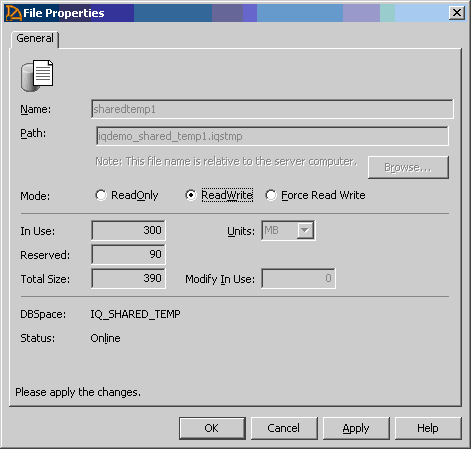 The File Properties window shows ReadWrite selected.