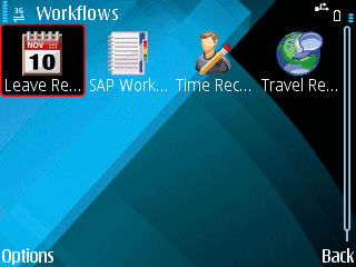 Workflows screen on Symbian