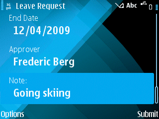 Leave Request screen on Symbian - bottom part