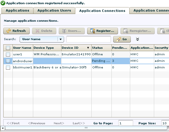 SCC Registered Application Connections