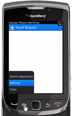 Travel Request Application in Workflow in BlackBerry Simulator