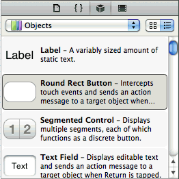 Object Library panel - Round Rect Button item