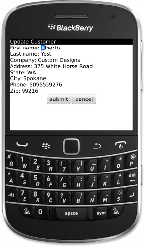 BlackBerry Tutorial SUP101BlackBerry Application Update Customer
                            Screen