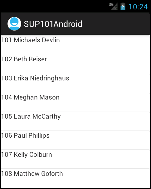 Android Tutorial SUP101 Android Project Customer Updated Screen