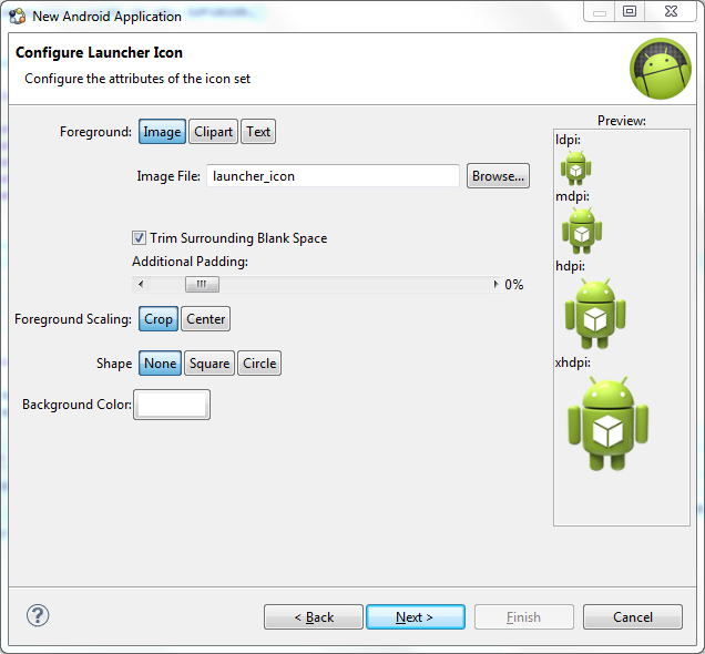 Android Tutorial Configure Launcher Icon Window