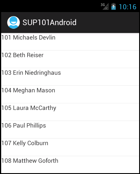 Android Tutorial SUP101 Android Project Customer List
