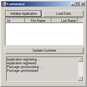 Customer List Screen Windows Initialize Application
