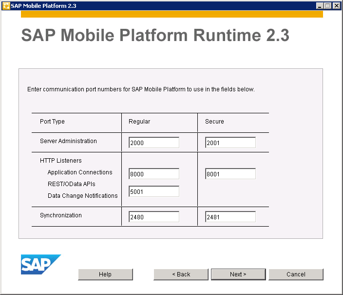 SAP Mobile Server Communication Ports