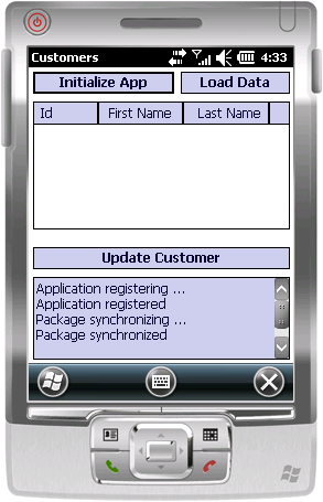 Customers Form with application initialized