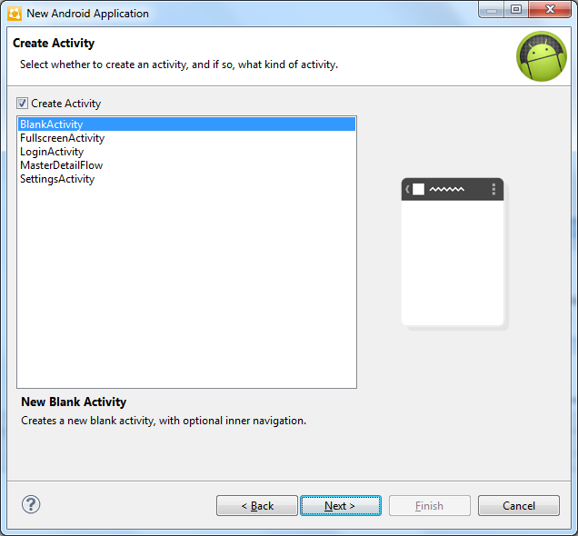Android Tutorial Create Activity Window