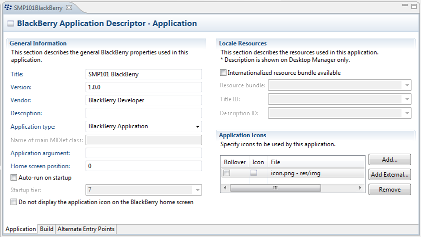 BlackBerry
                     Tutorial
                     Application Descriptor
                     Window