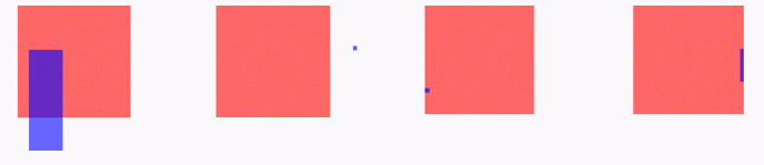 
        Four graphics with red square for each. First one shows blue rectangle partially overlapping the red square. Second one shows blue dot well outside the red square. Third one shows a blue dot on the boundary of the red square. Fourth one shows a line that follows along a portion of the boundary of the red square.
       