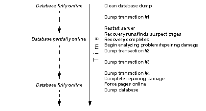 Graphic describing the steps for repairing a corrupt database. 