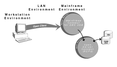 The figure shows mainframe access without DirectConnect.