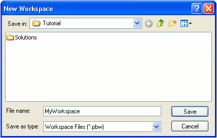 The New Workspace dialog box