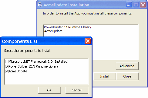 Shown is the Components List dialog box.