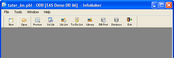 Shown is the Power Bar with a circle around the Open button. The other buttons shown are New, Preview, Set Lib, Lib List, To Do List, Library, D B Prof, Database, and Exit.