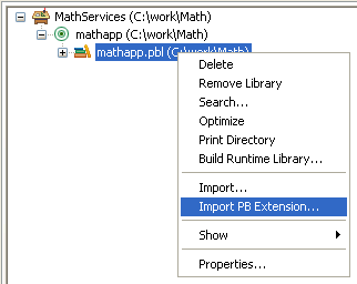 Import PB Extension displays the Select PB Extensions Files dialog box.