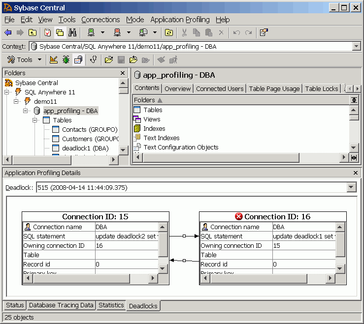 For each connection, a table is shown with a arrow pointing at the other connection.