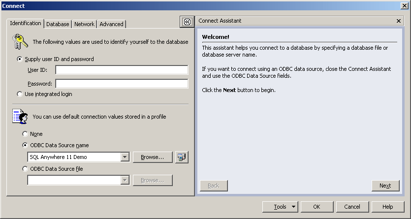 The Connect window showing the Connect Assistant