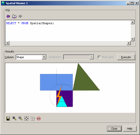Set of colored polygons and lines displayed in the Spatial Viewer